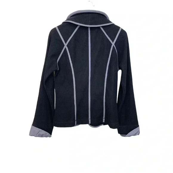 Spanner gorgeous jacket/sweater, black w gray trim 2 way zipper, 2 front pockets - Picture 3 of 5